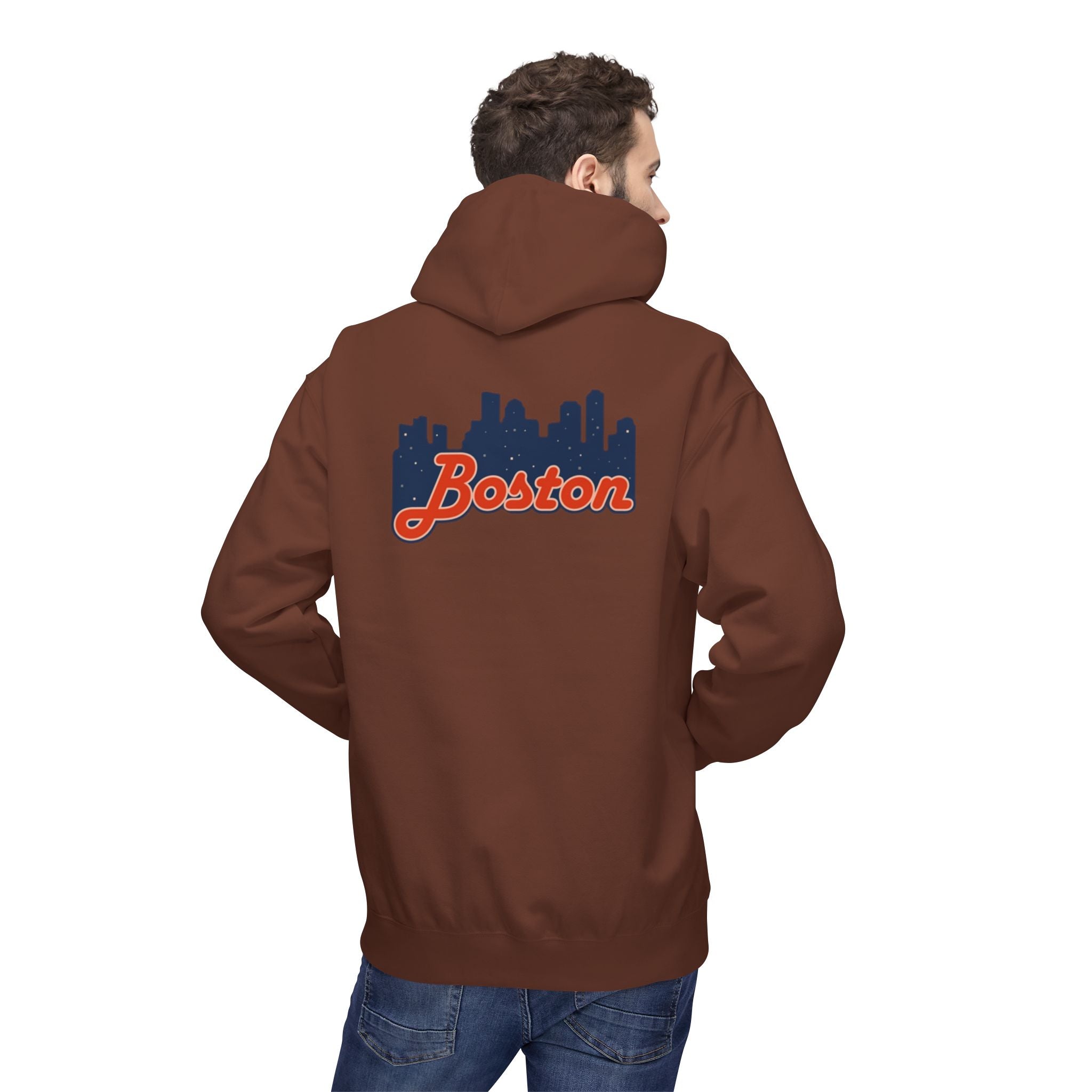 Boston Skyline Hoodie — Retro Script City Skyline Pullover