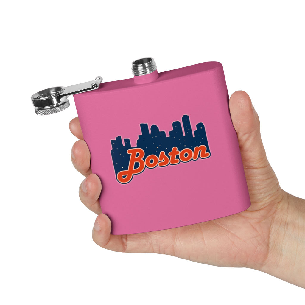 Boston Skyline Stainless Steel Flask — 6oz Travel Hip Flask