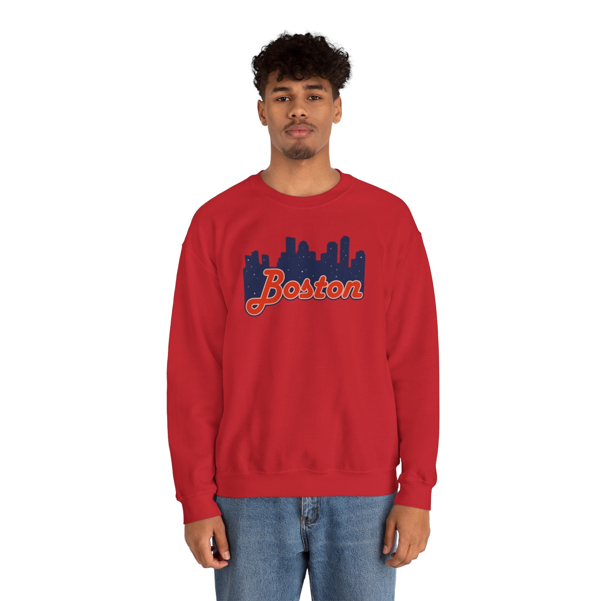 Boston Skyline Crewneck Sweatshirt – Retro Script Cityscape