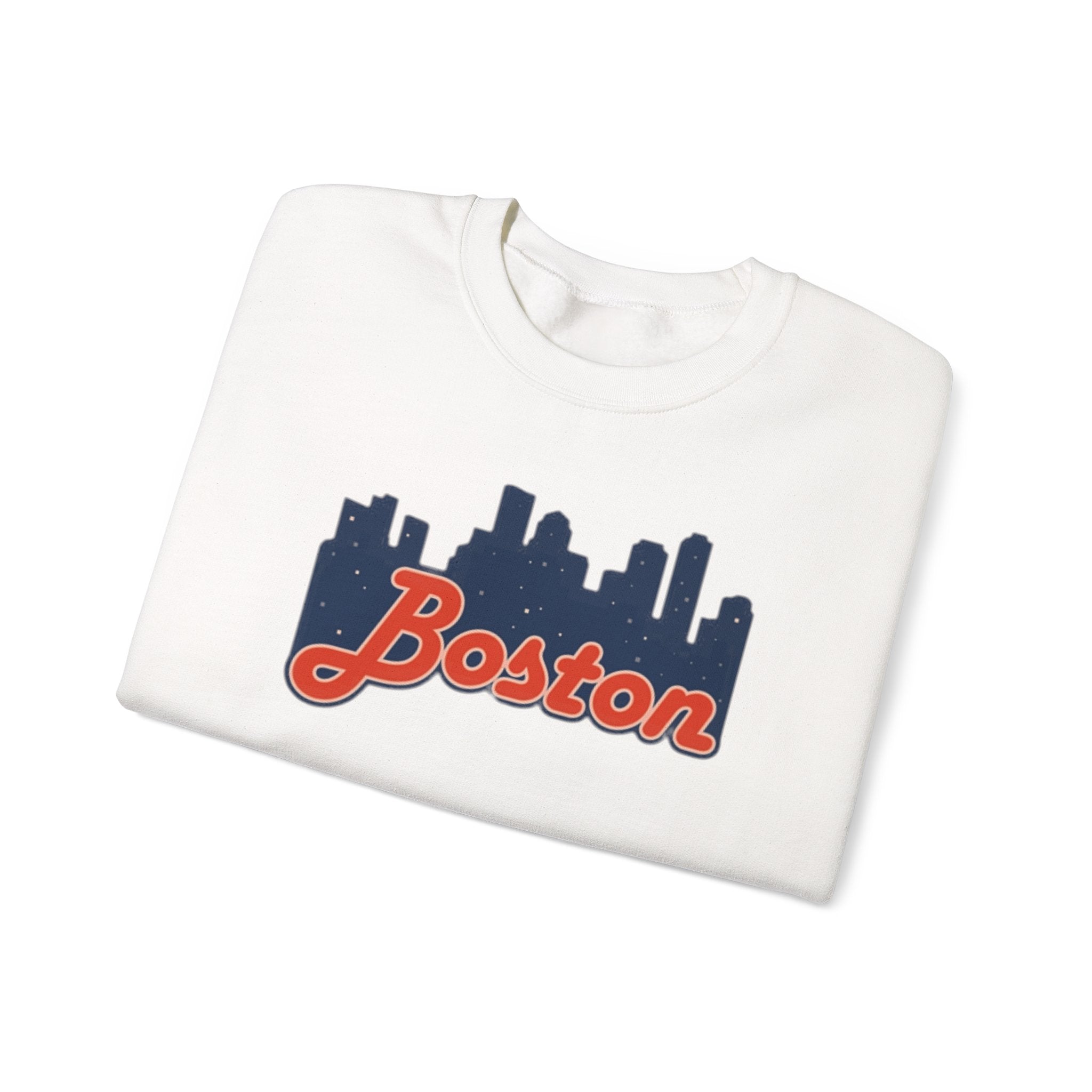 Boston Skyline Crewneck Sweatshirt – Retro Script Cityscape