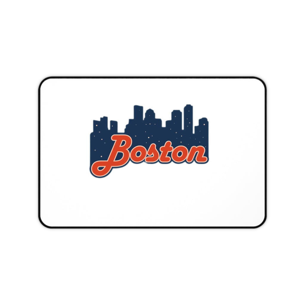 Boston Skyline Desk Mat — Retro Script Mouse Pad for Home Office & Gamers