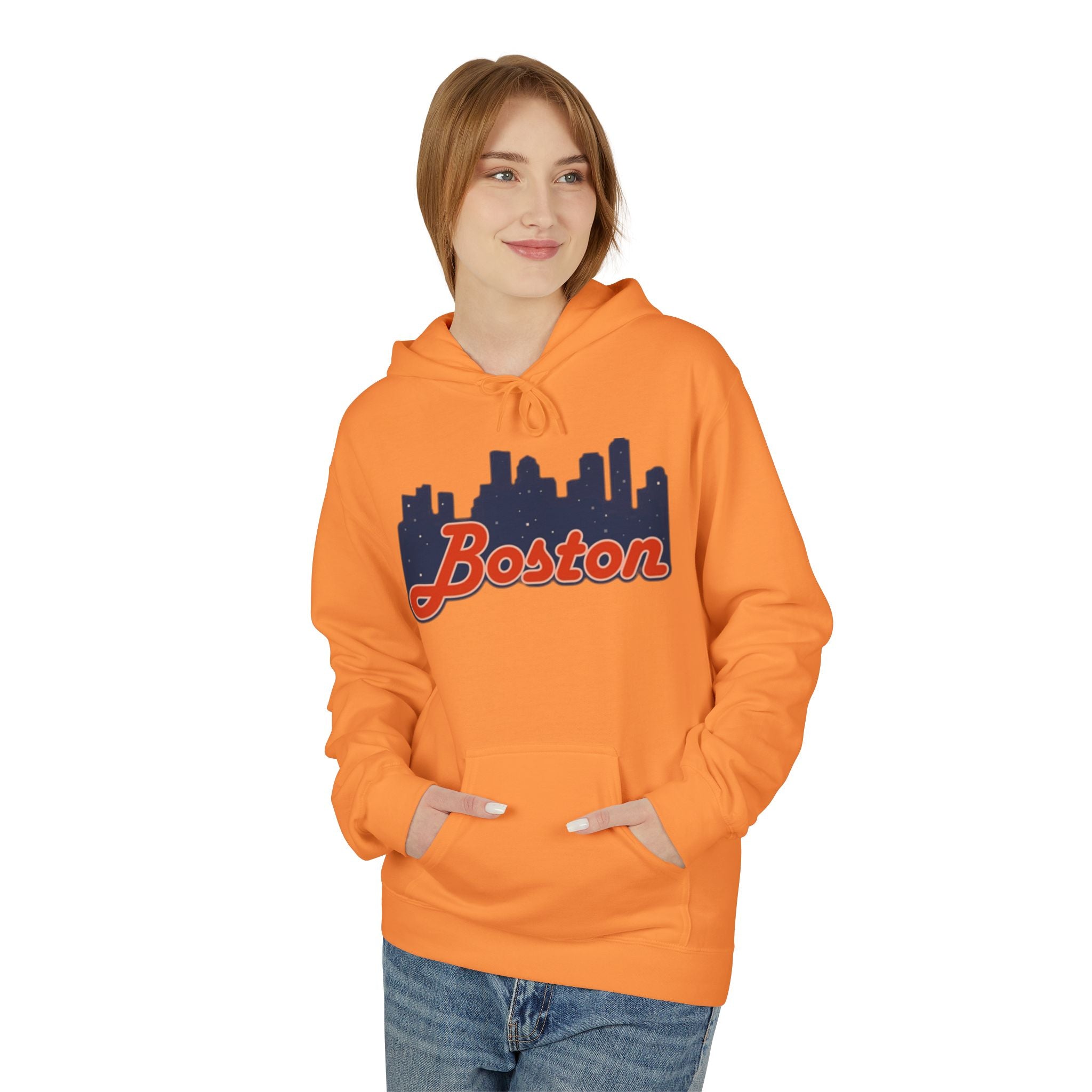 Boston Skyline Hoodie – Retro Script City Sweatshirt