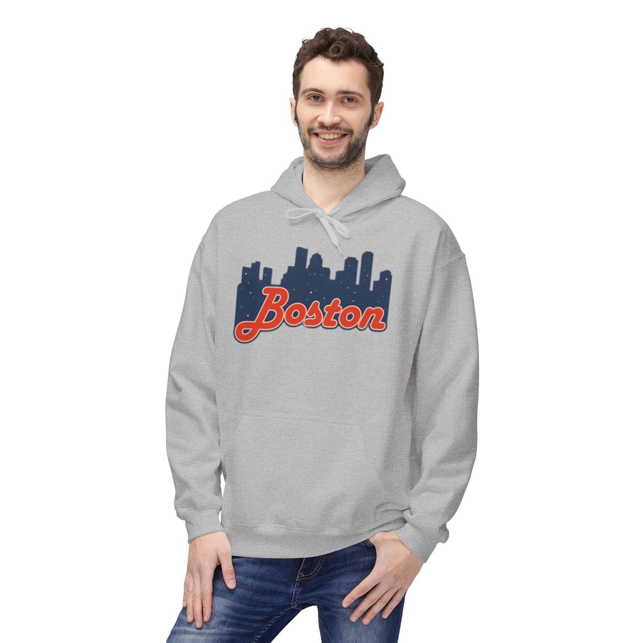 Boston Skyline Hoodie – Retro Script City Sweatshirt