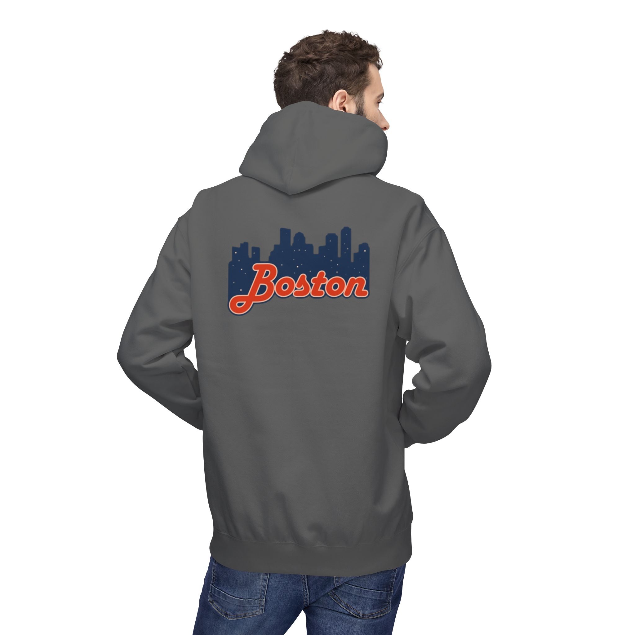 Boston Skyline Hoodie — Retro Script City Skyline Pullover