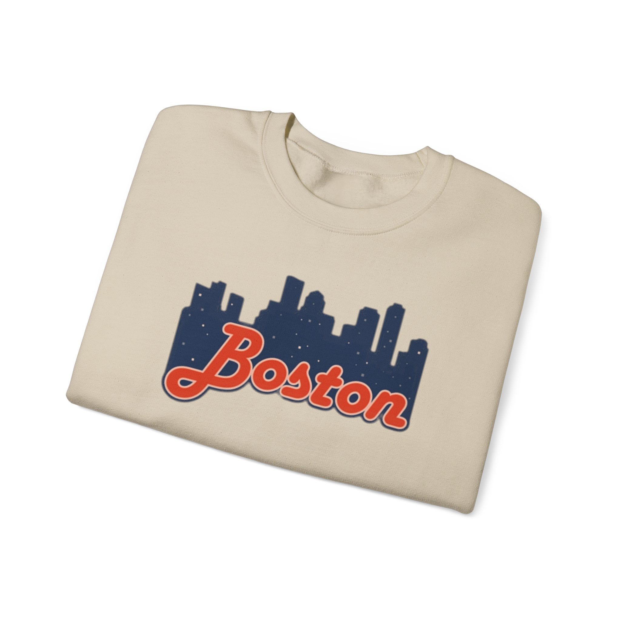 Boston Skyline Crewneck Sweatshirt – Retro Script Cityscape