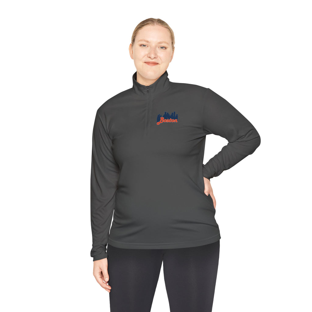 Quarter-Zip Pullover — Boston Skyline Script Logo