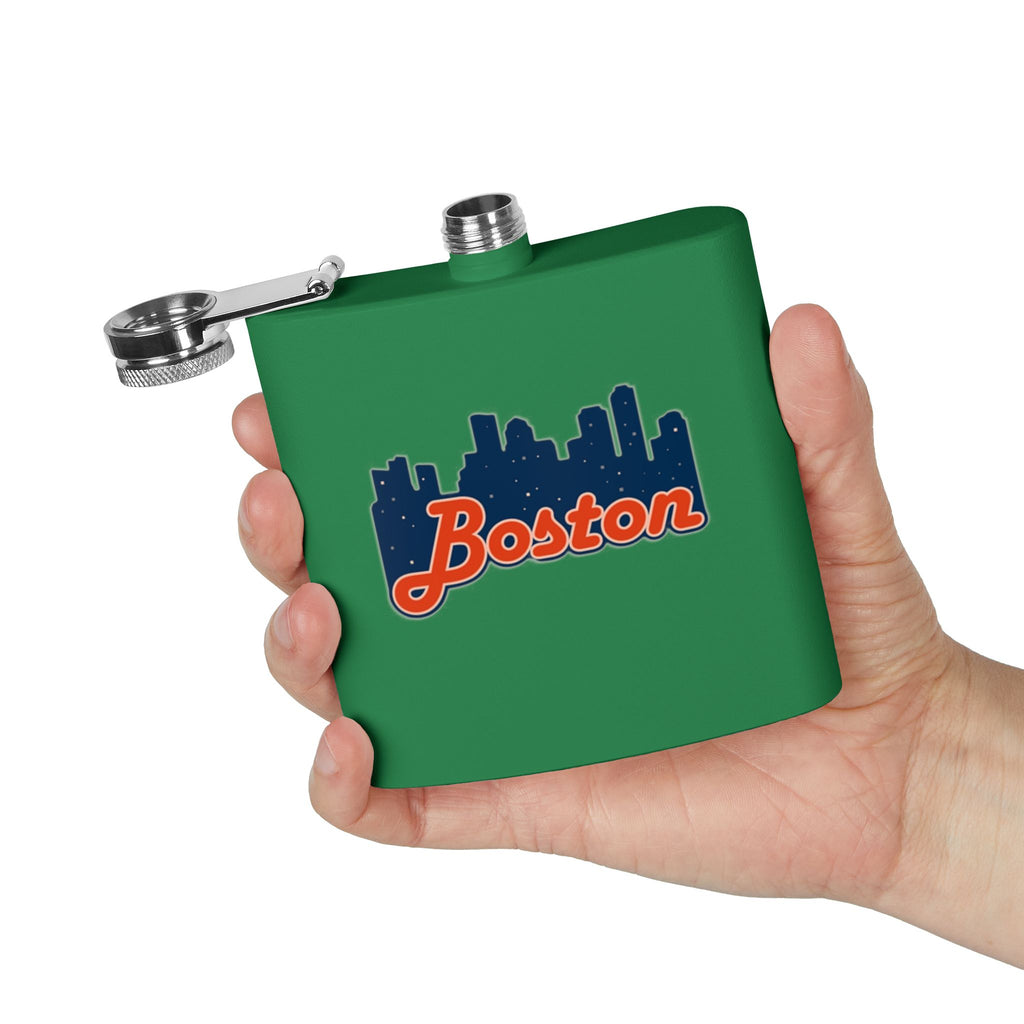 Boston Skyline Stainless Steel Flask — 6oz Travel Hip Flask