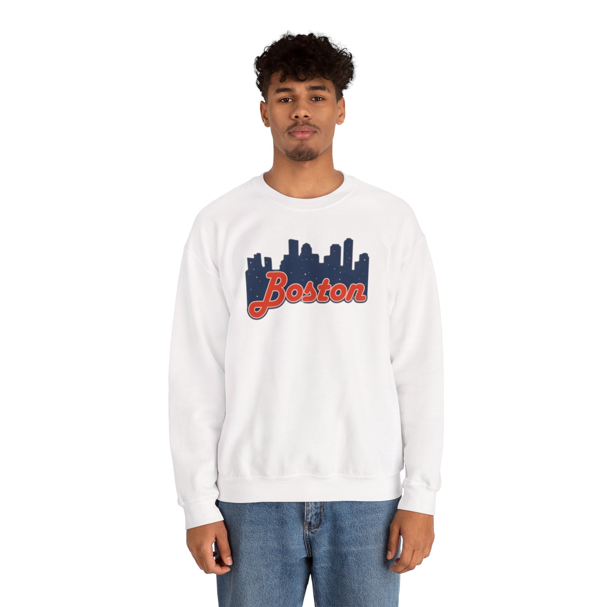 Boston Skyline Crewneck Sweatshirt – Retro Script Cityscape