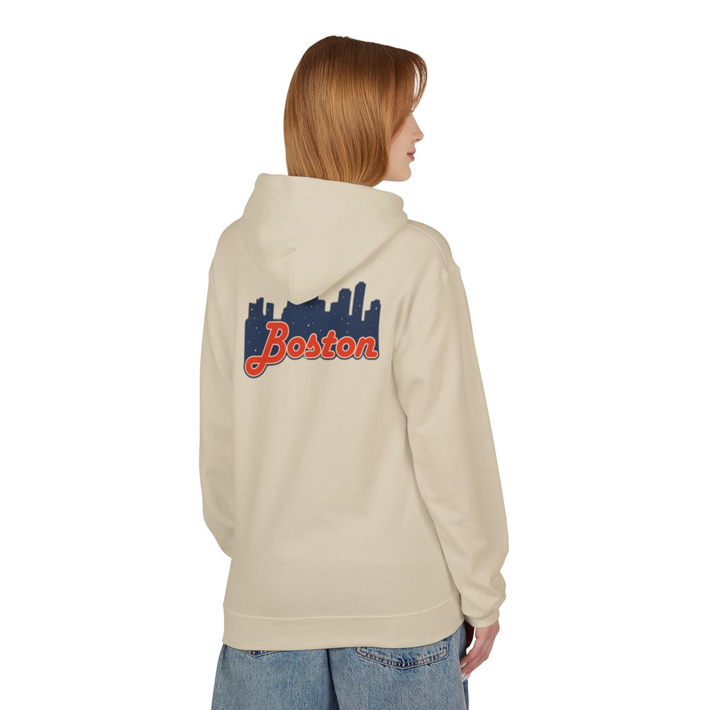 Boston Skyline Hoodie — Retro Script City Skyline Pullover