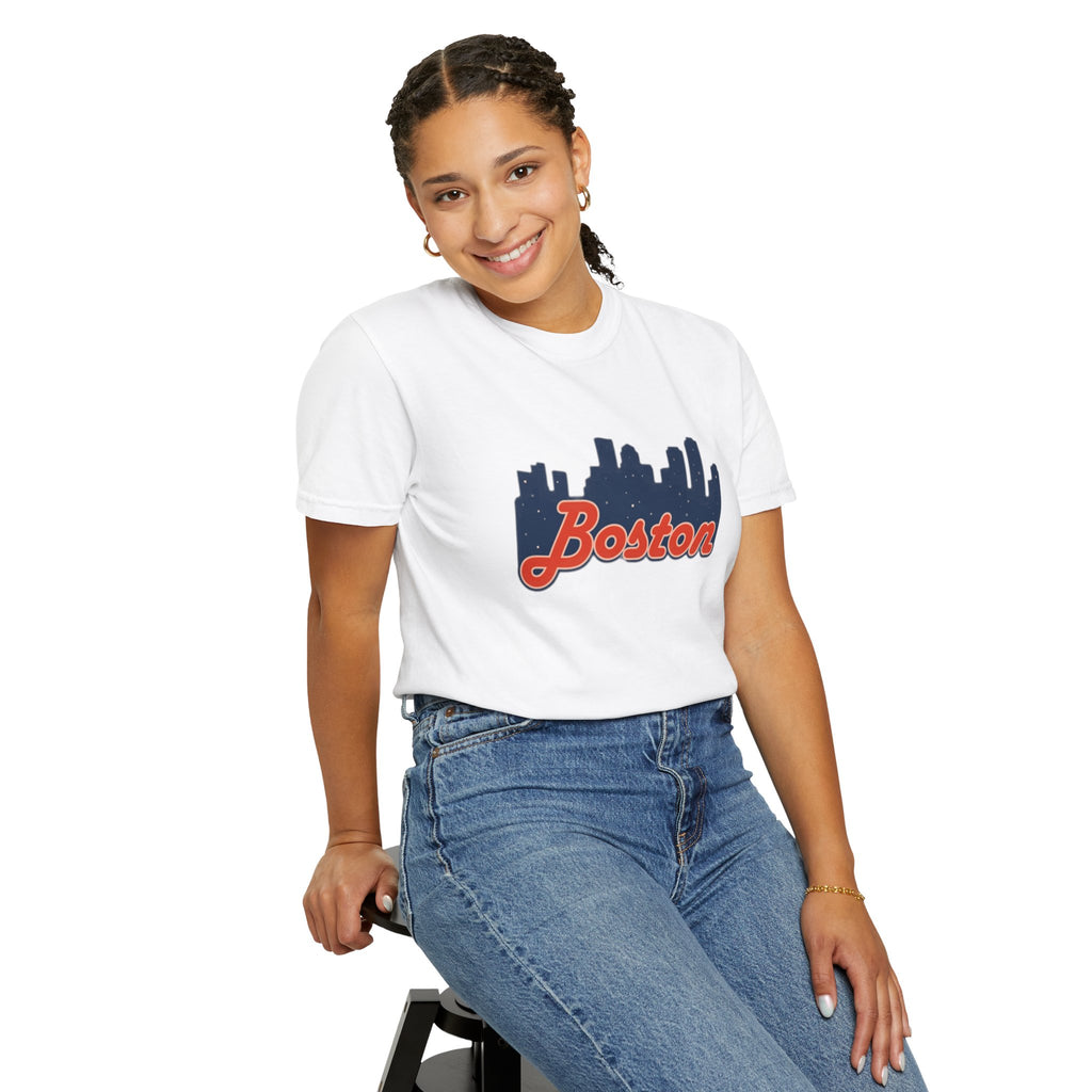 Boston Skyline T-Shirt — Retro Script City Tee
