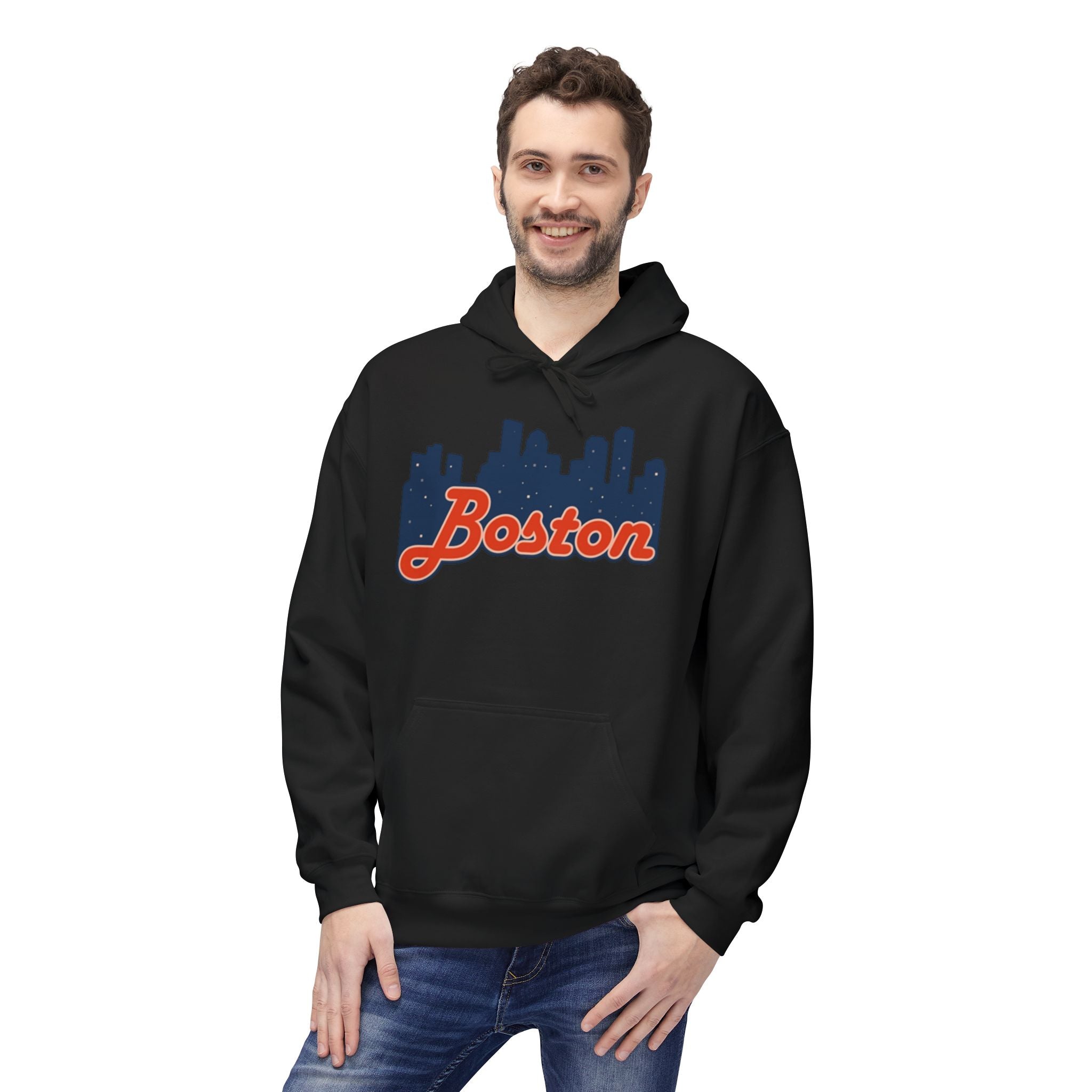 Boston Skyline Hoodie – Retro Script City Sweatshirt