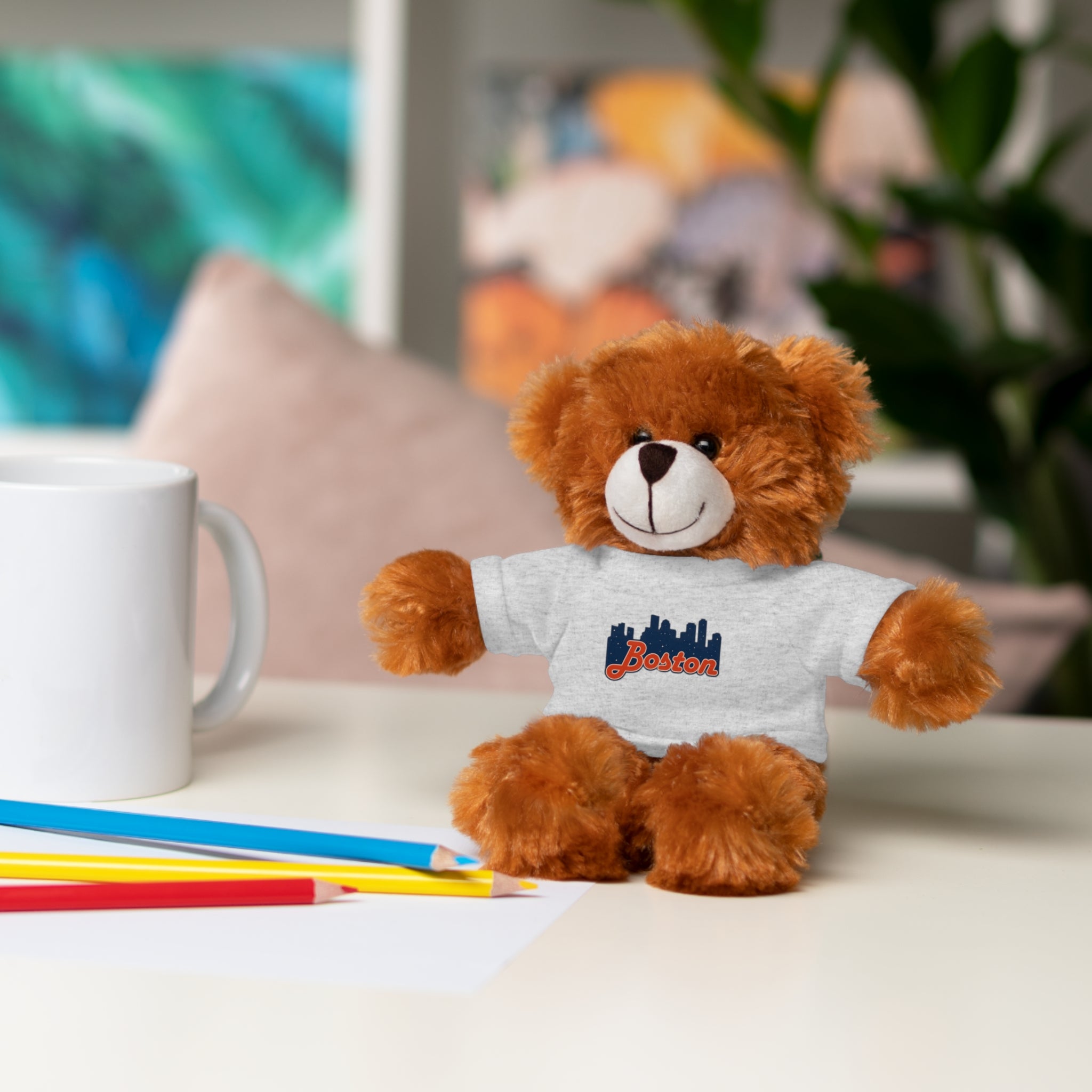 Boston Skyline Teddy Bear with 'Boston' Tee — Plush Souvenir Gift