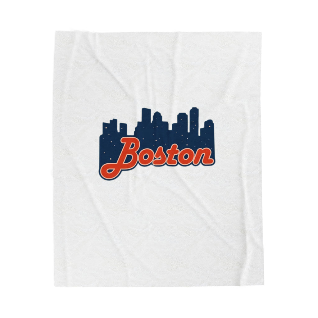 Boston Skyline Velveteen Plush Blanket - Cozy City-Inspired Throw for Home Decoration