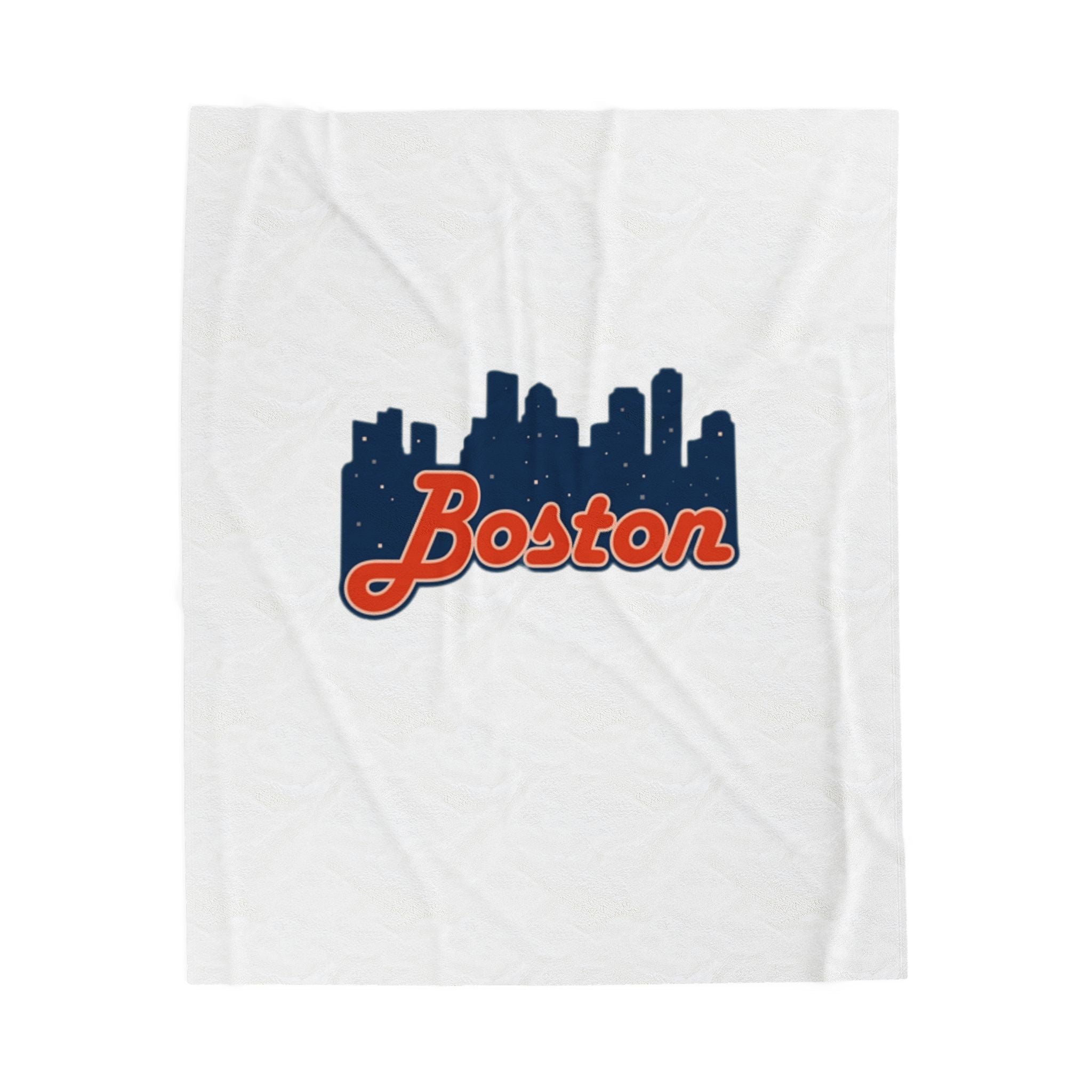 Boston Skyline Velveteen Plush Blanket - Cozy City-Inspired Throw for Home Decoration