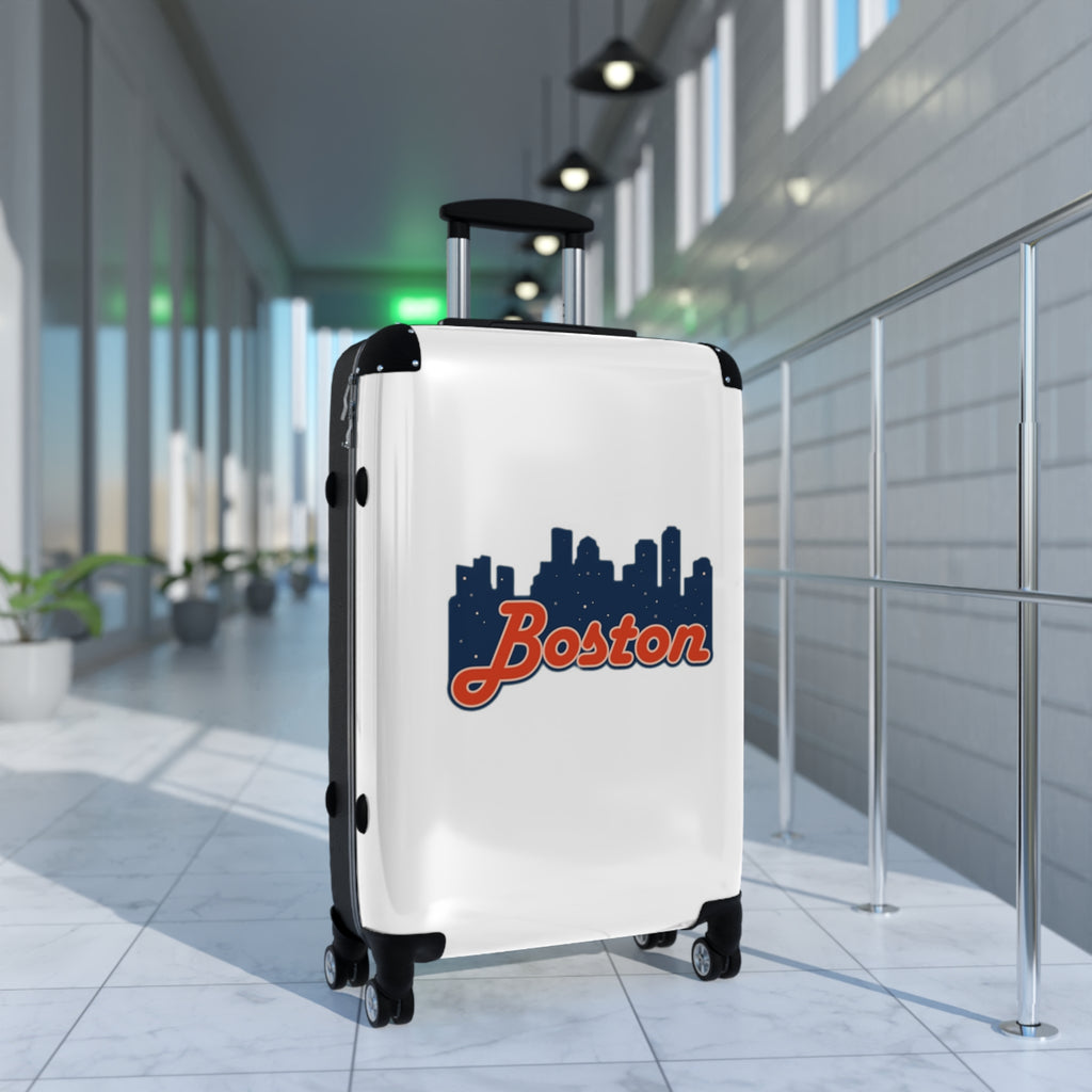 Boston Skyline Carry-On Suitcase – Retro Script Travel Luggage
