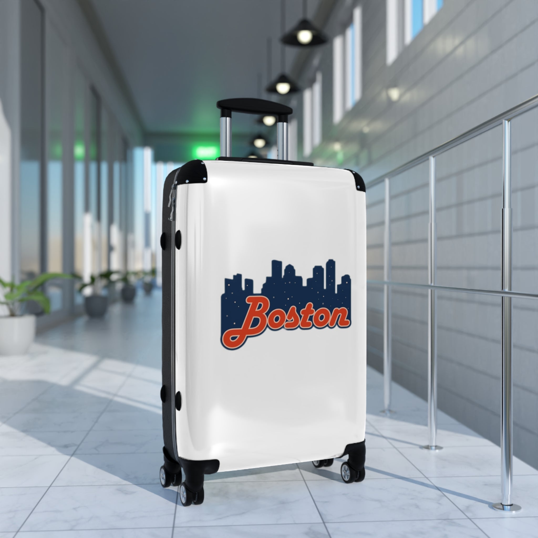 Boston Skyline Carry-On Suitcase – Retro Script Travel Luggage