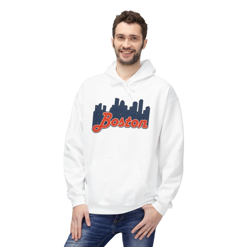 Boston Skyline Hoodie — Retro Script City Skyline Pullover