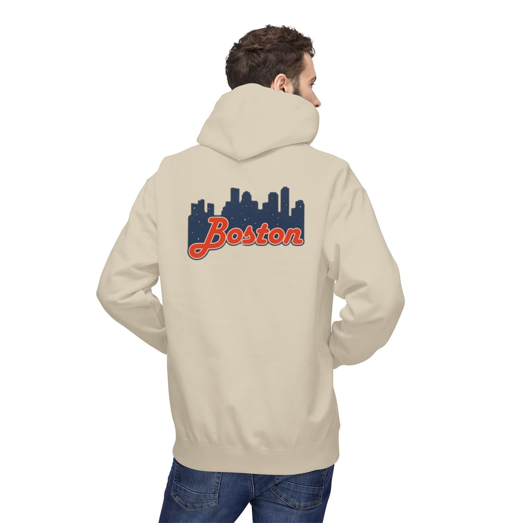 Boston Skyline Hoodie — Retro Script City Skyline Pullover