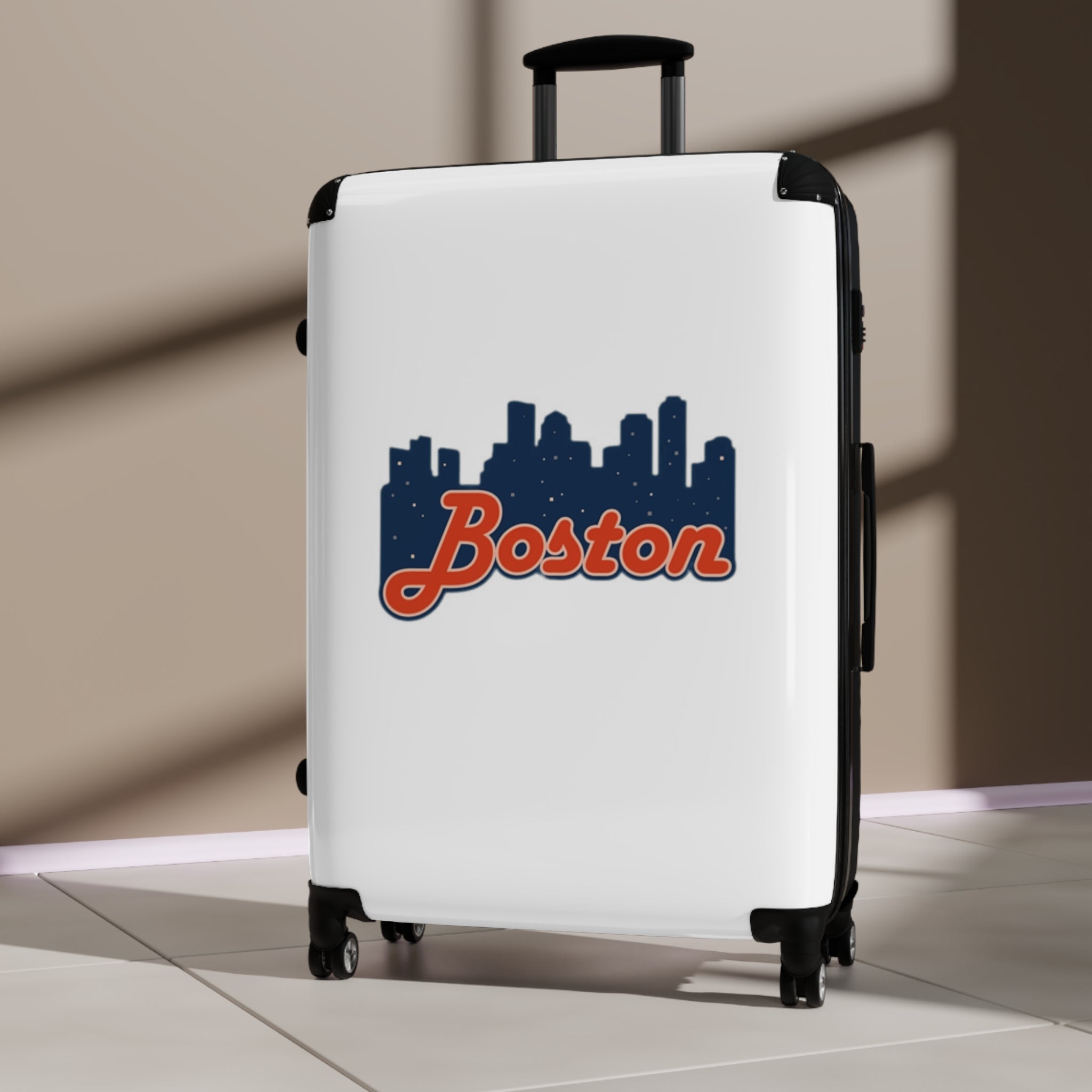 Boston Skyline Carry-On Suitcase – Retro Script Travel Luggage