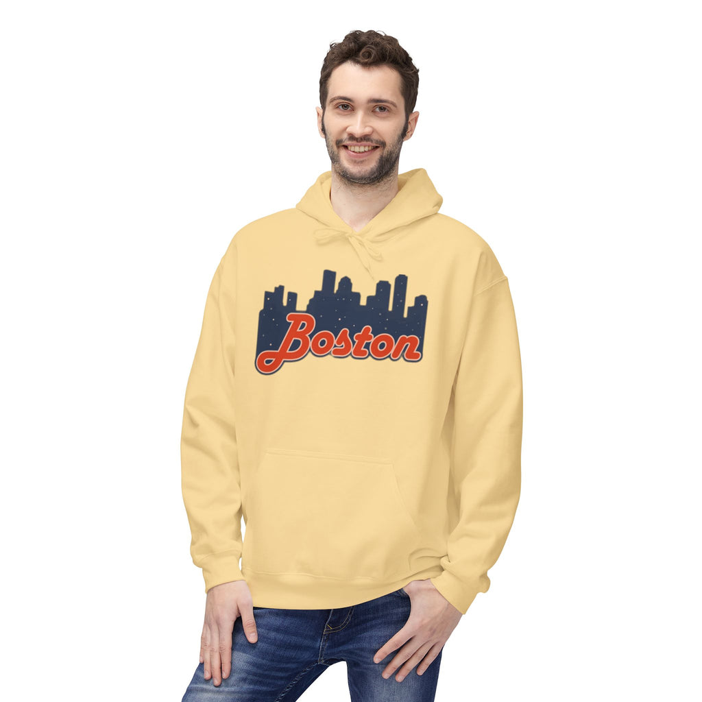 Boston Skyline Hoodie – Retro Script City Sweatshirt