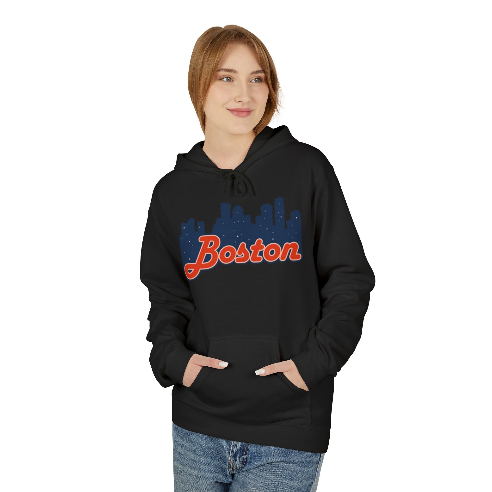 Boston Skyline Hoodie – Retro Script City Sweatshirt