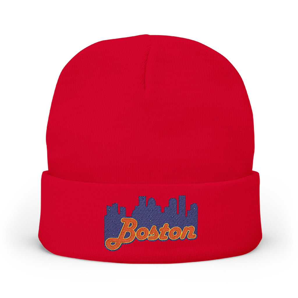 Boston Skyline Embroidered Beanie — Knit Winter Hat