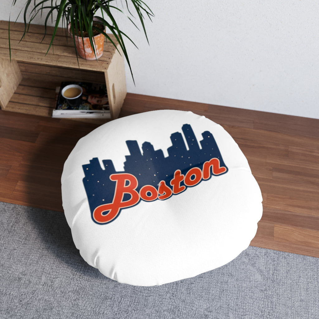 Boston Skyline Round Tufted Floor Pillow — City Pride Home Accent