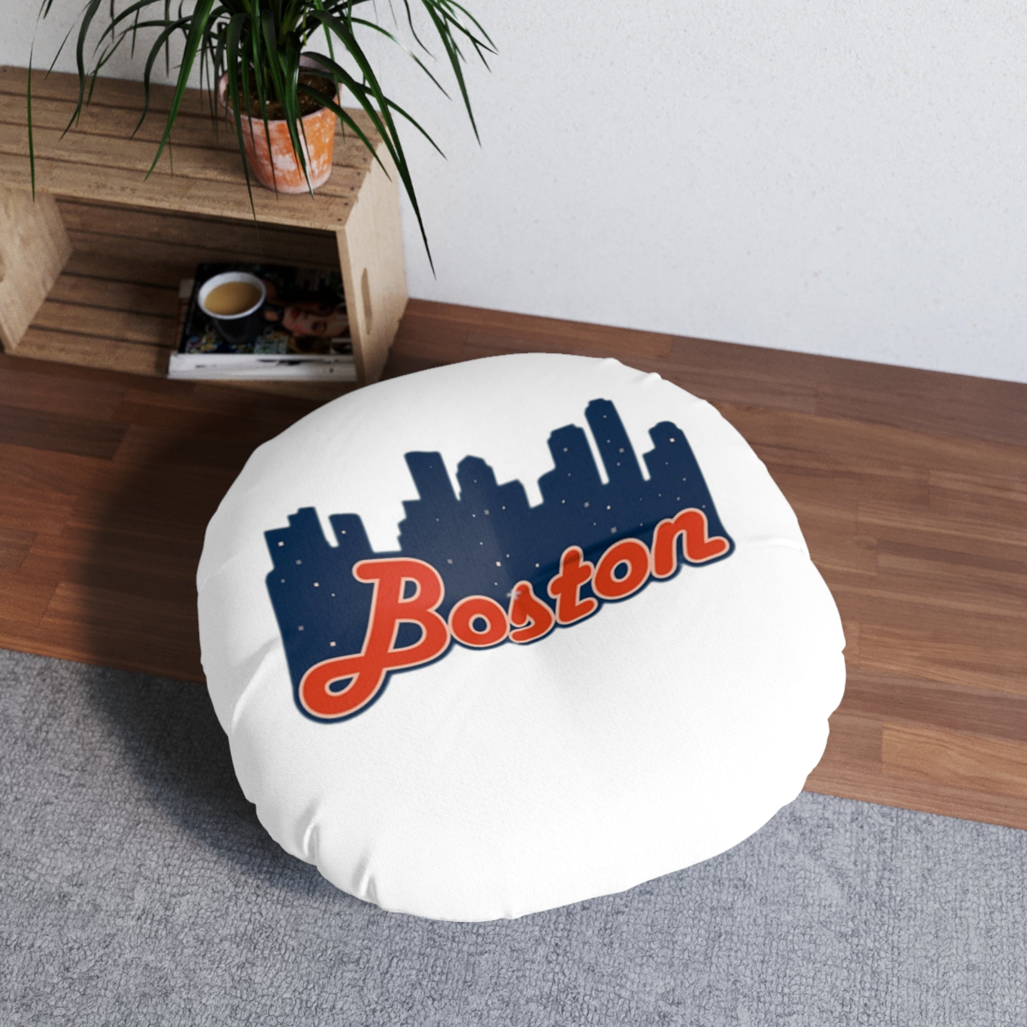 Boston Skyline Round Tufted Floor Pillow — City Pride Home Accent