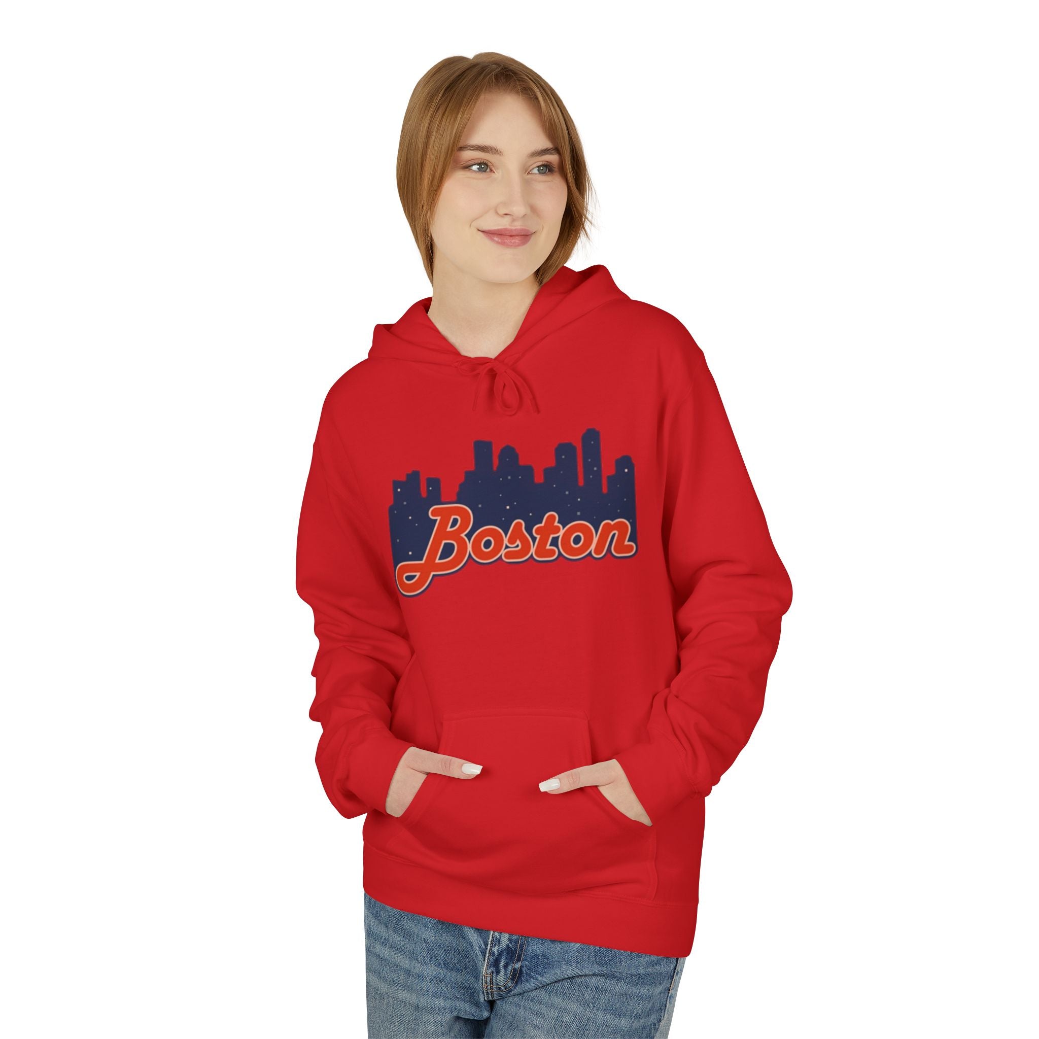 Boston Skyline Hoodie — Retro Script City Skyline Pullover