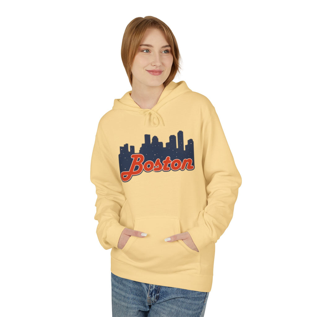 Boston Skyline Hoodie — Retro Script City Skyline Pullover