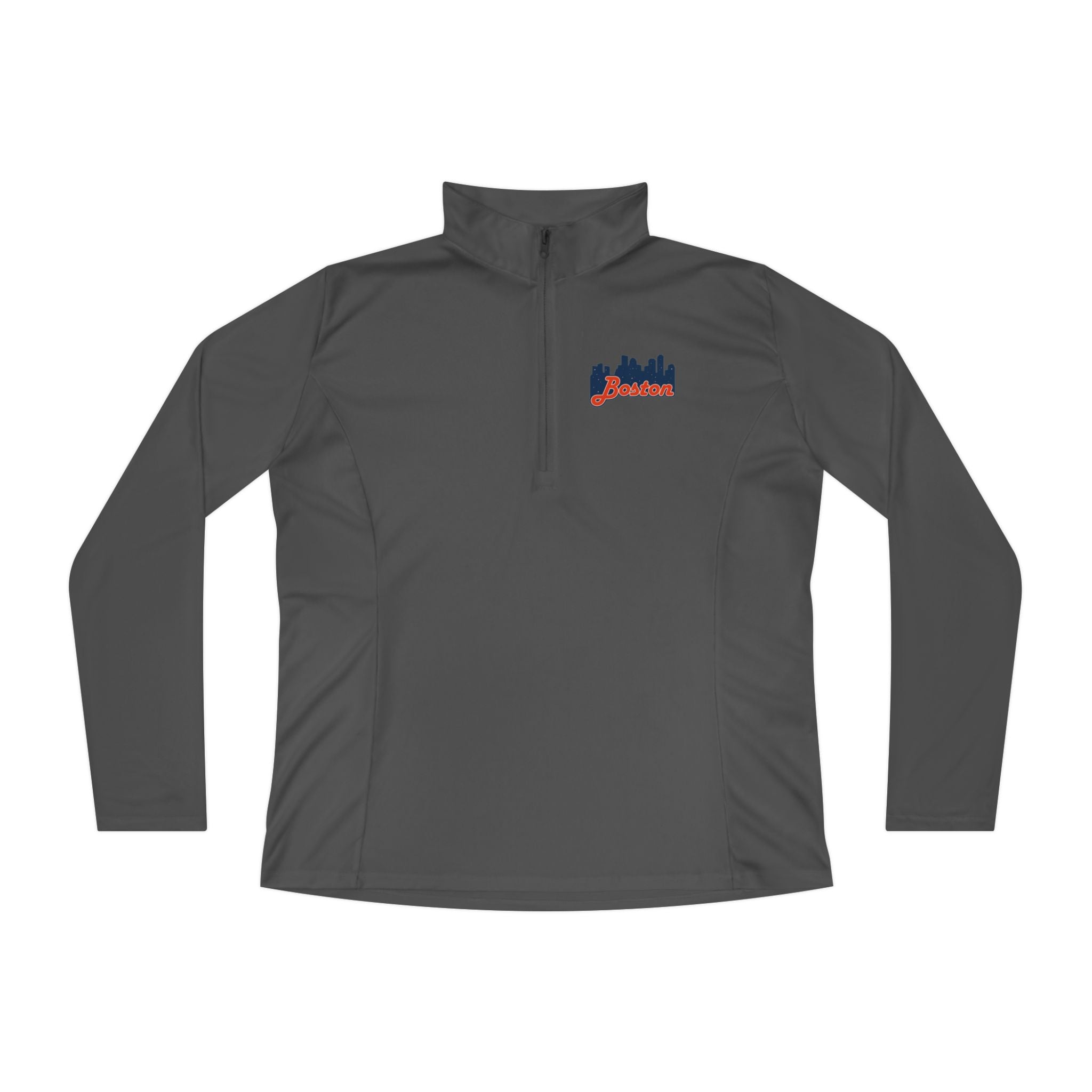 Ladies Quarter-Zip Pullover — Retro Script Skyline Logo