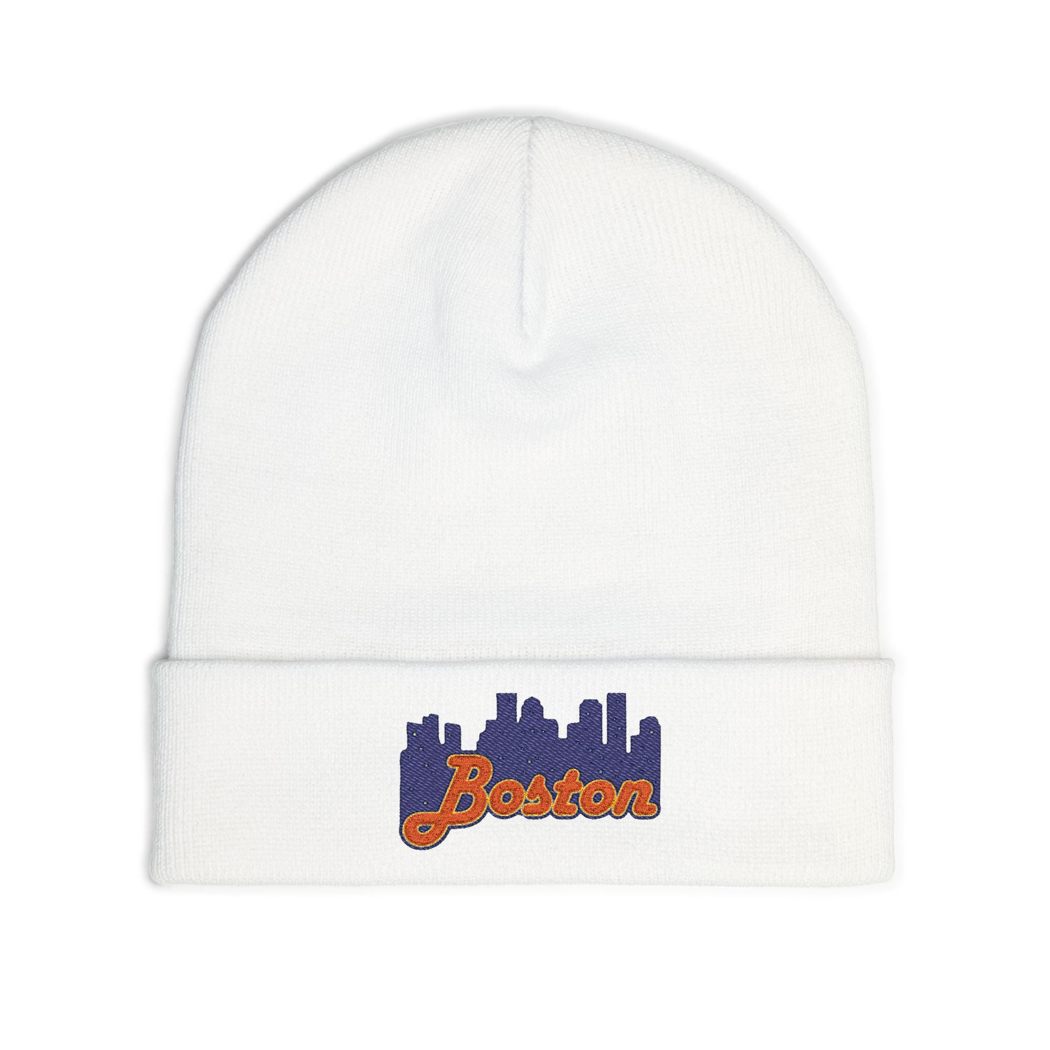 Boston Skyline Embroidered Beanie — Knit Winter Hat