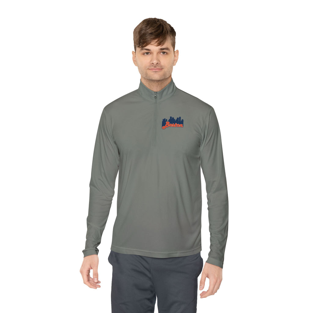 Quarter-Zip Pullover — Boston Skyline Script Logo