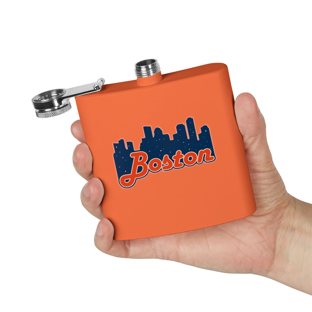 Boston Skyline Stainless Steel Flask — 6oz Travel Hip Flask