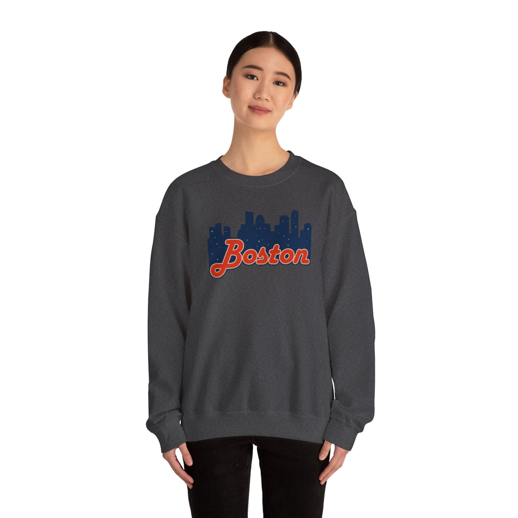 Boston Skyline Crewneck Sweatshirt – Retro Script Cityscape