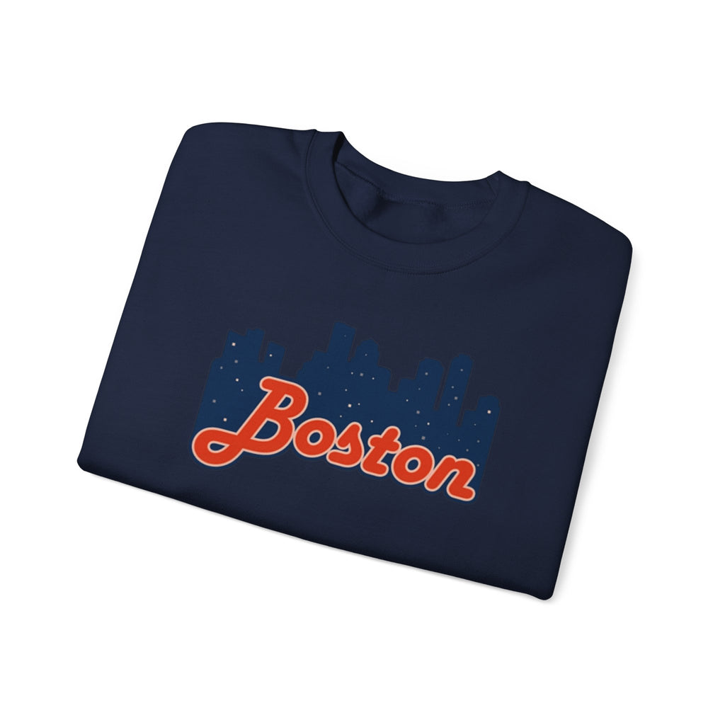 Boston Skyline Crewneck Sweatshirt – Retro Script Cityscape