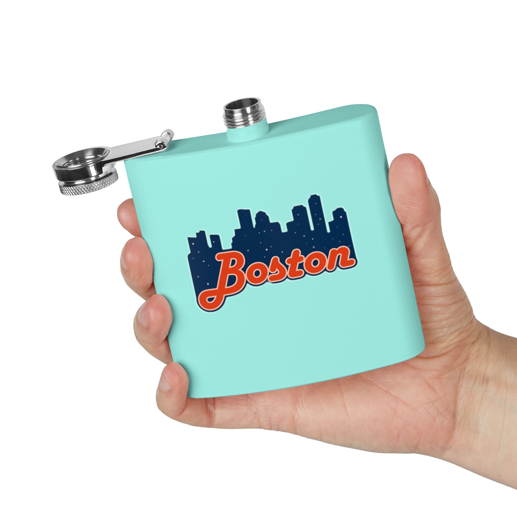 Boston Skyline Stainless Steel Flask — 6oz Travel Hip Flask