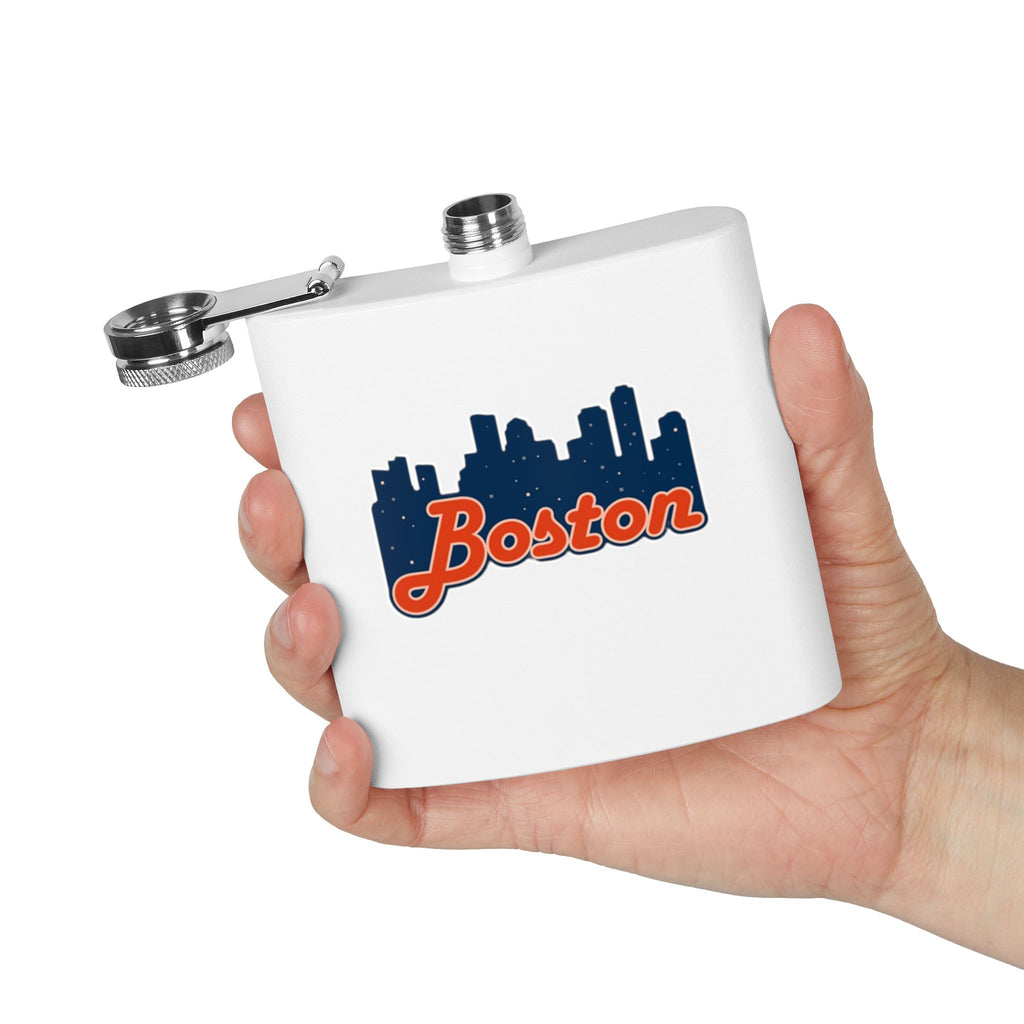 Boston Skyline Stainless Steel Flask — 6oz Travel Hip Flask