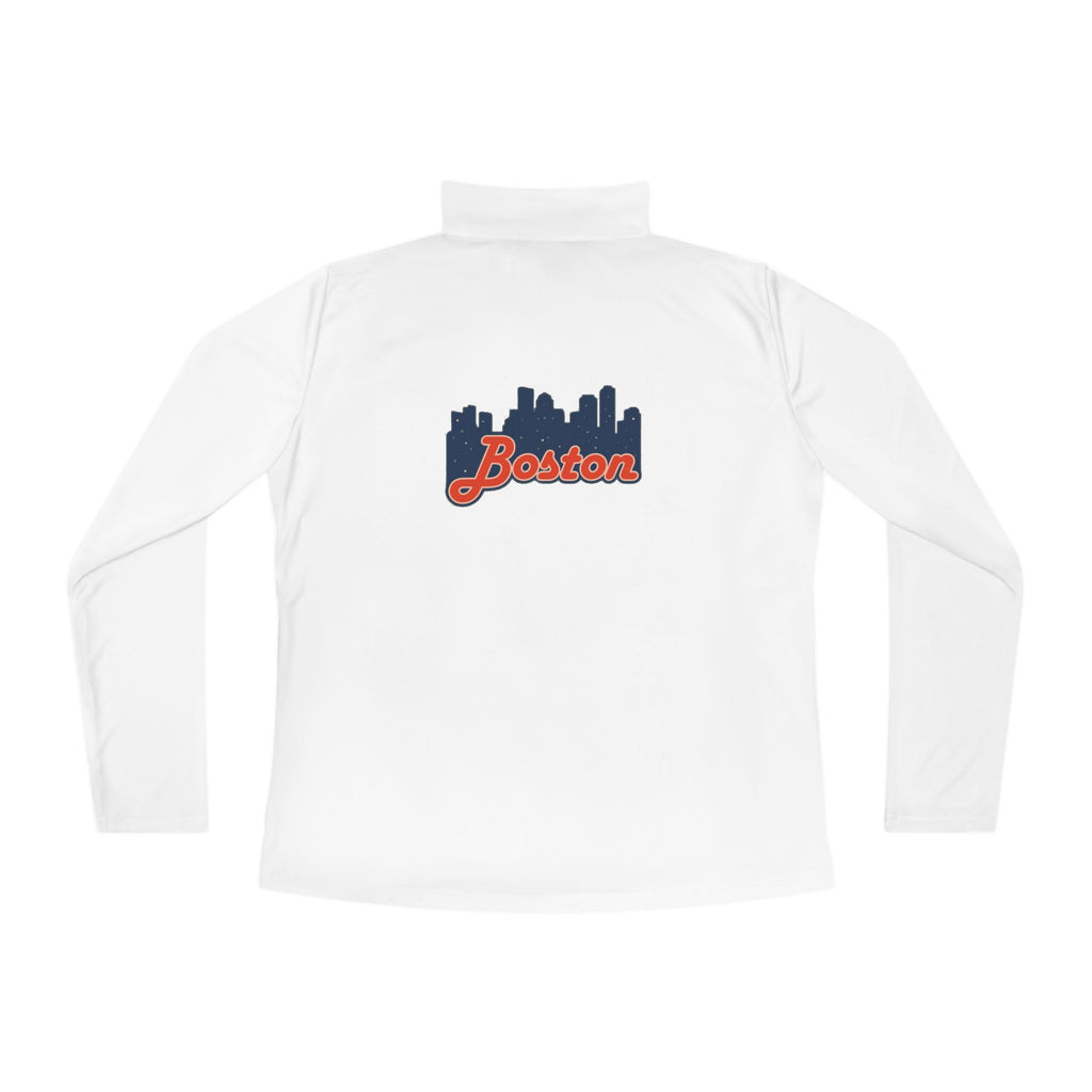 Ladies Quarter-Zip Pullover — Retro Script Skyline Logo