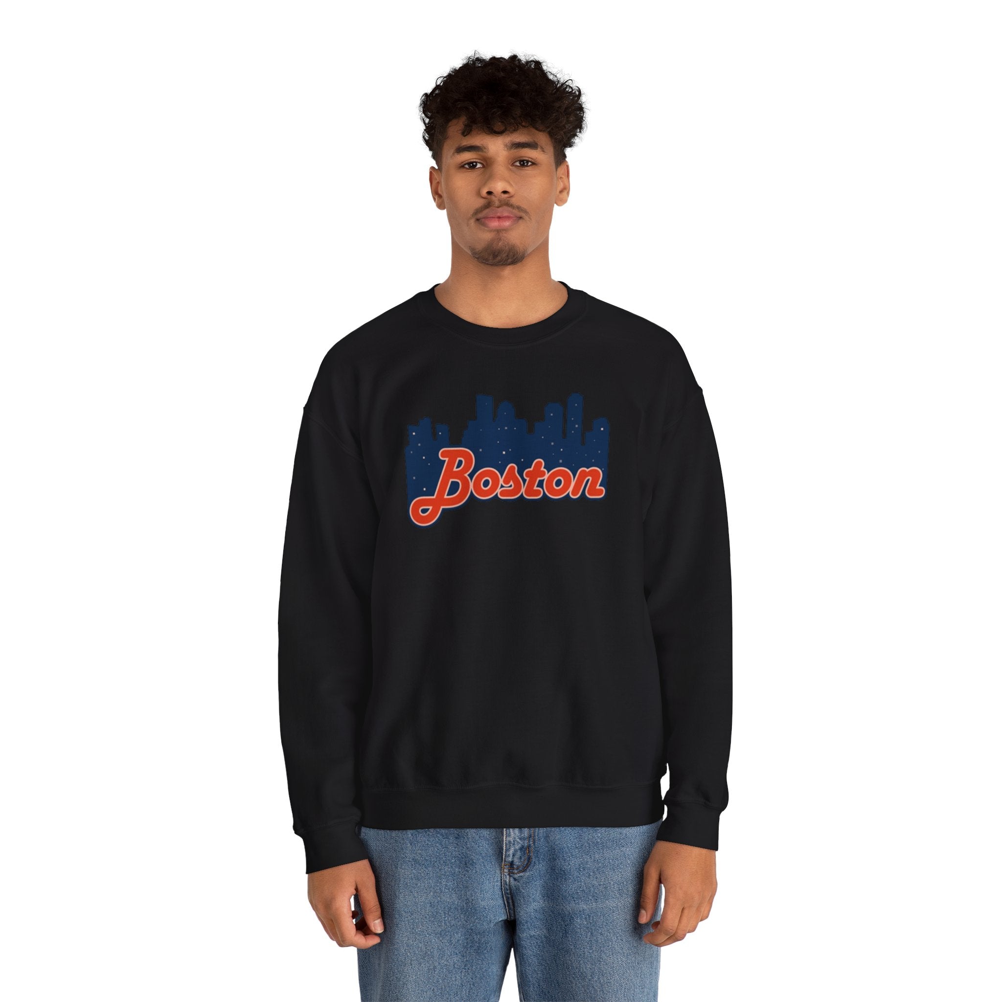 Boston Skyline Crewneck Sweatshirt – Retro Script Cityscape