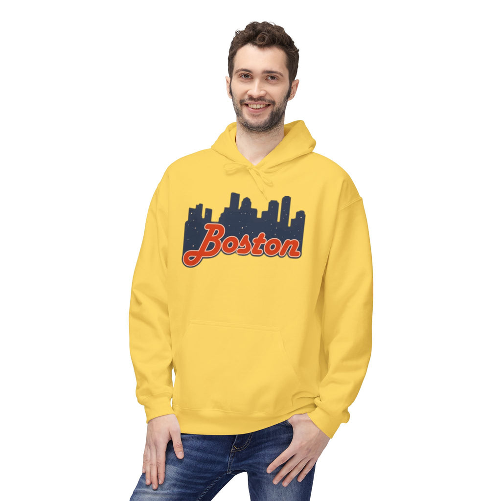 Boston Skyline Hoodie – Retro Script City Sweatshirt