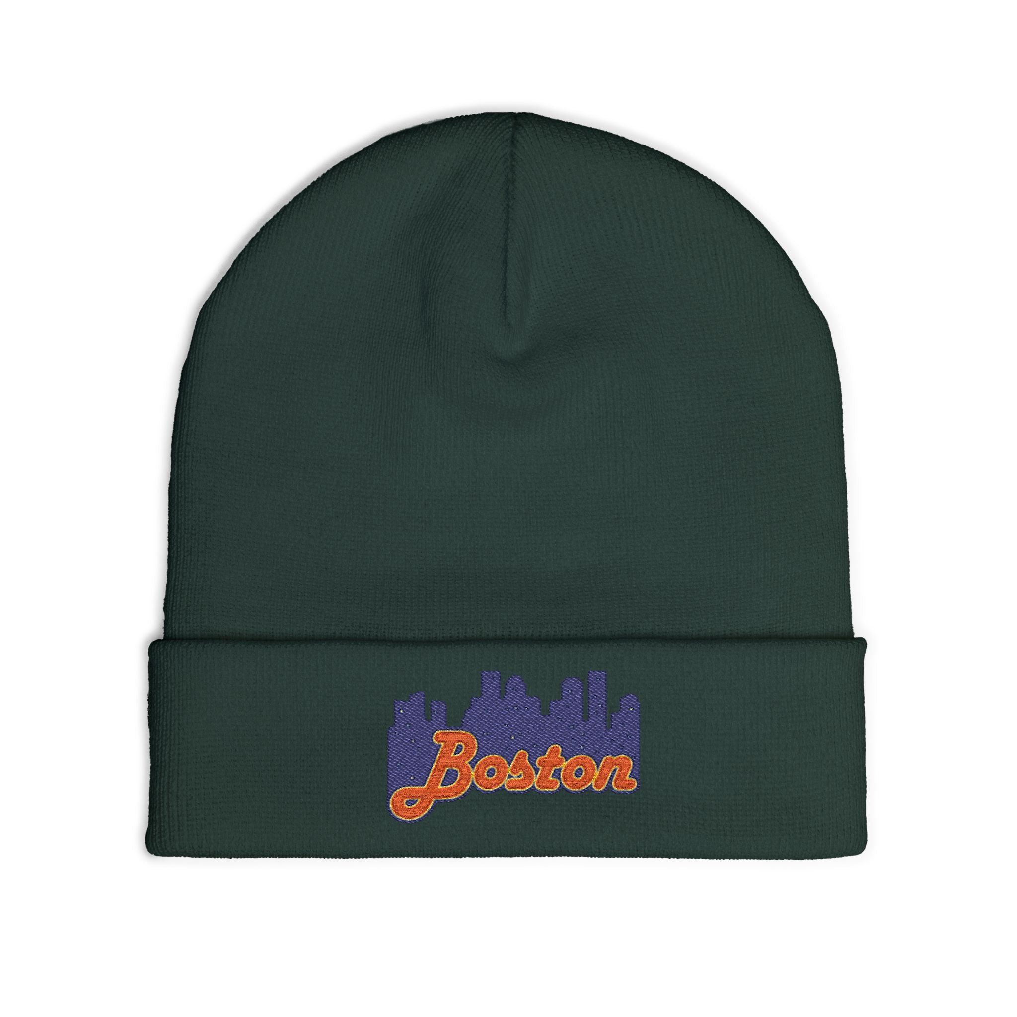 Boston Skyline Embroidered Beanie — Knit Winter Hat