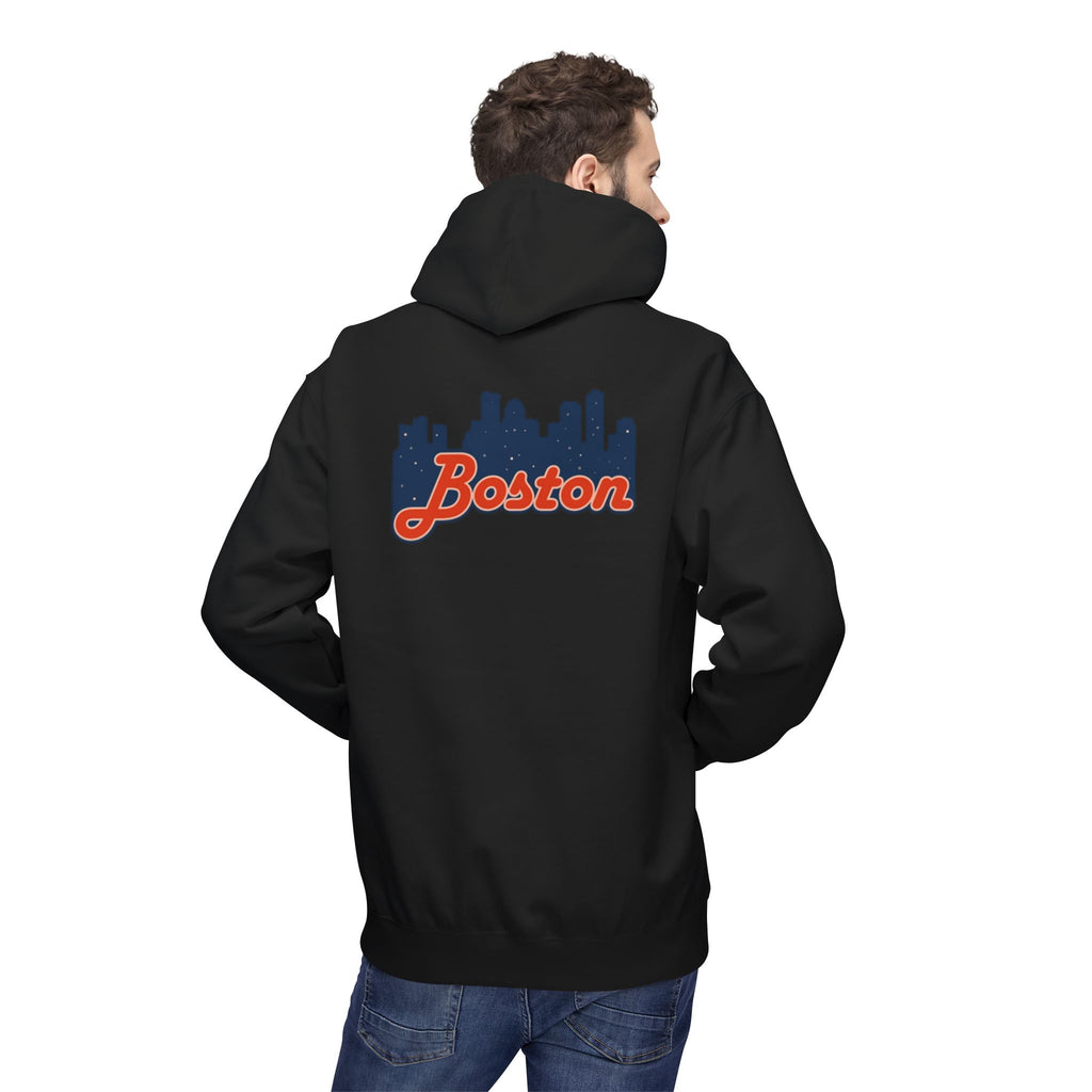 Boston Skyline Hoodie — Retro Script City Skyline Pullover