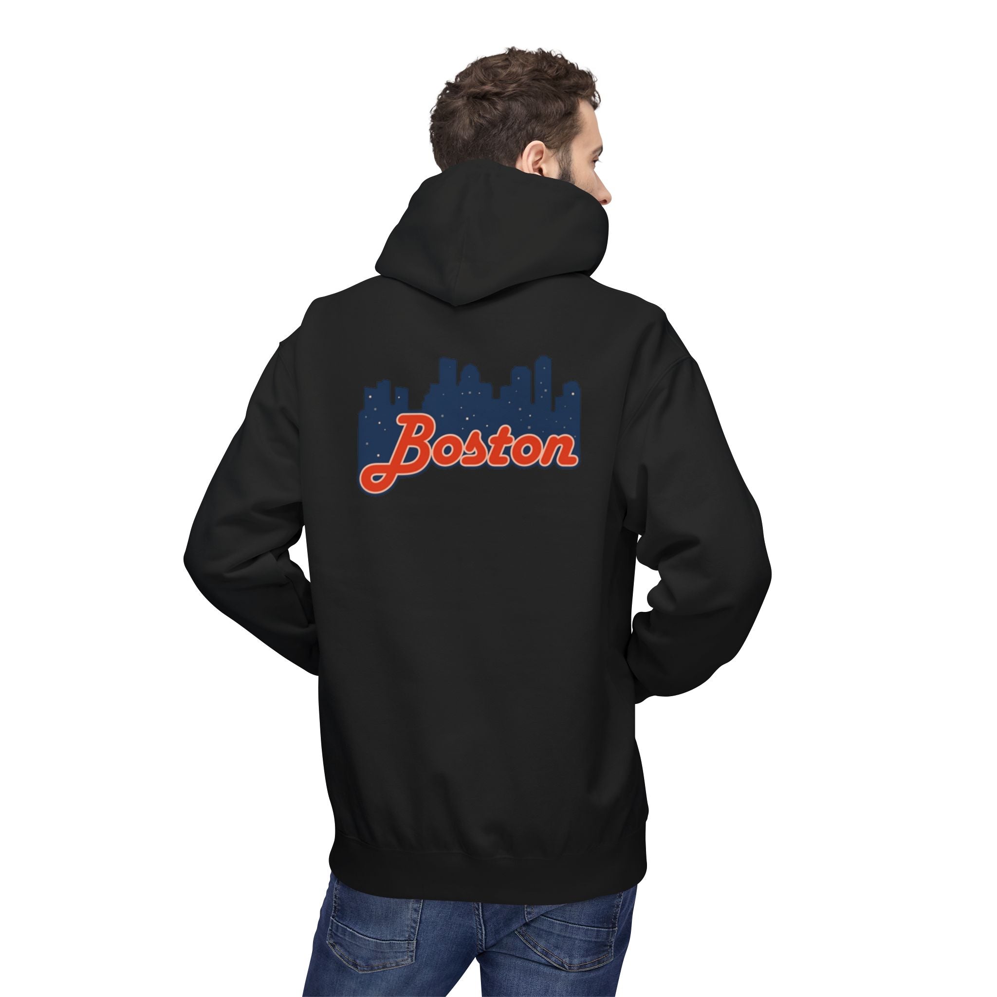 Boston Skyline Hoodie — Retro Script City Skyline Pullover