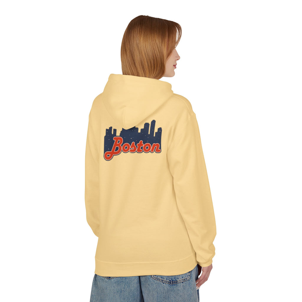 Boston Skyline Hoodie — Retro Script City Skyline Pullover