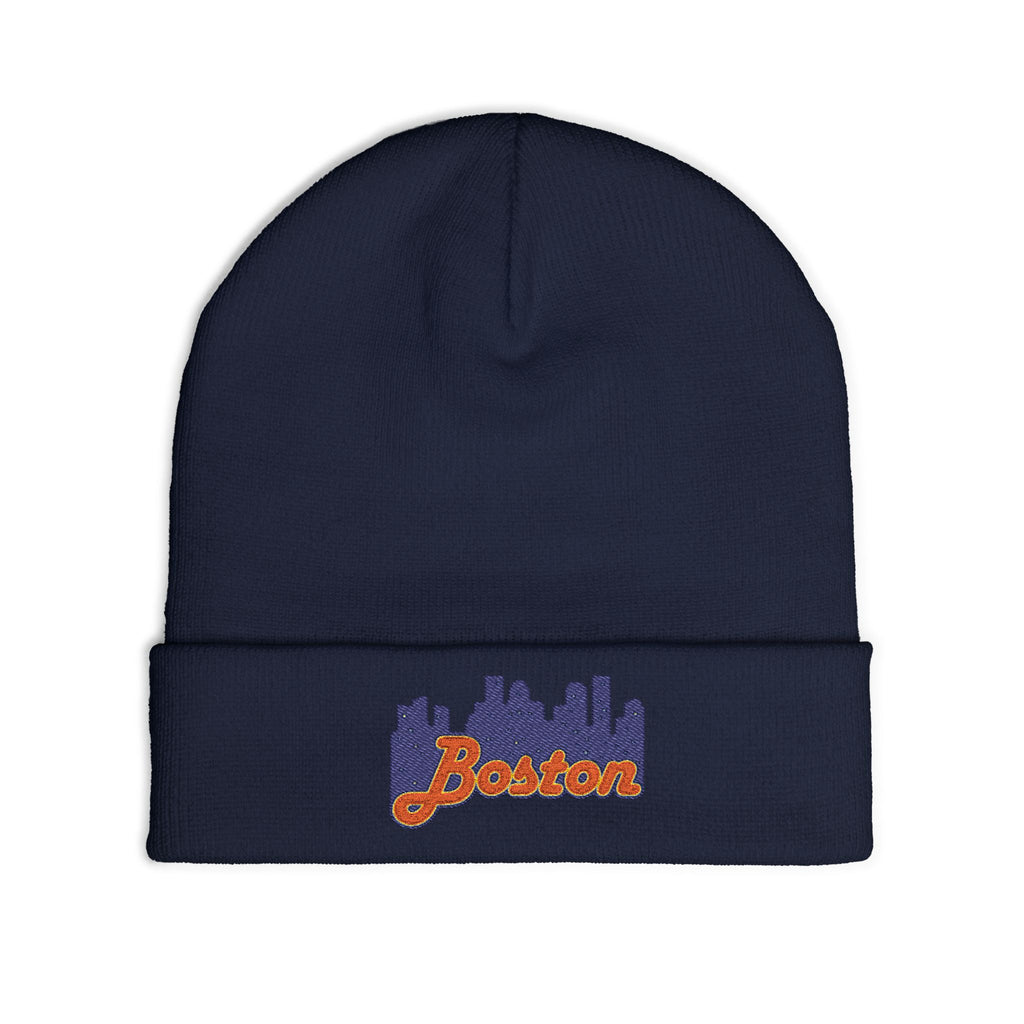 Boston Skyline Embroidered Beanie — Knit Winter Hat