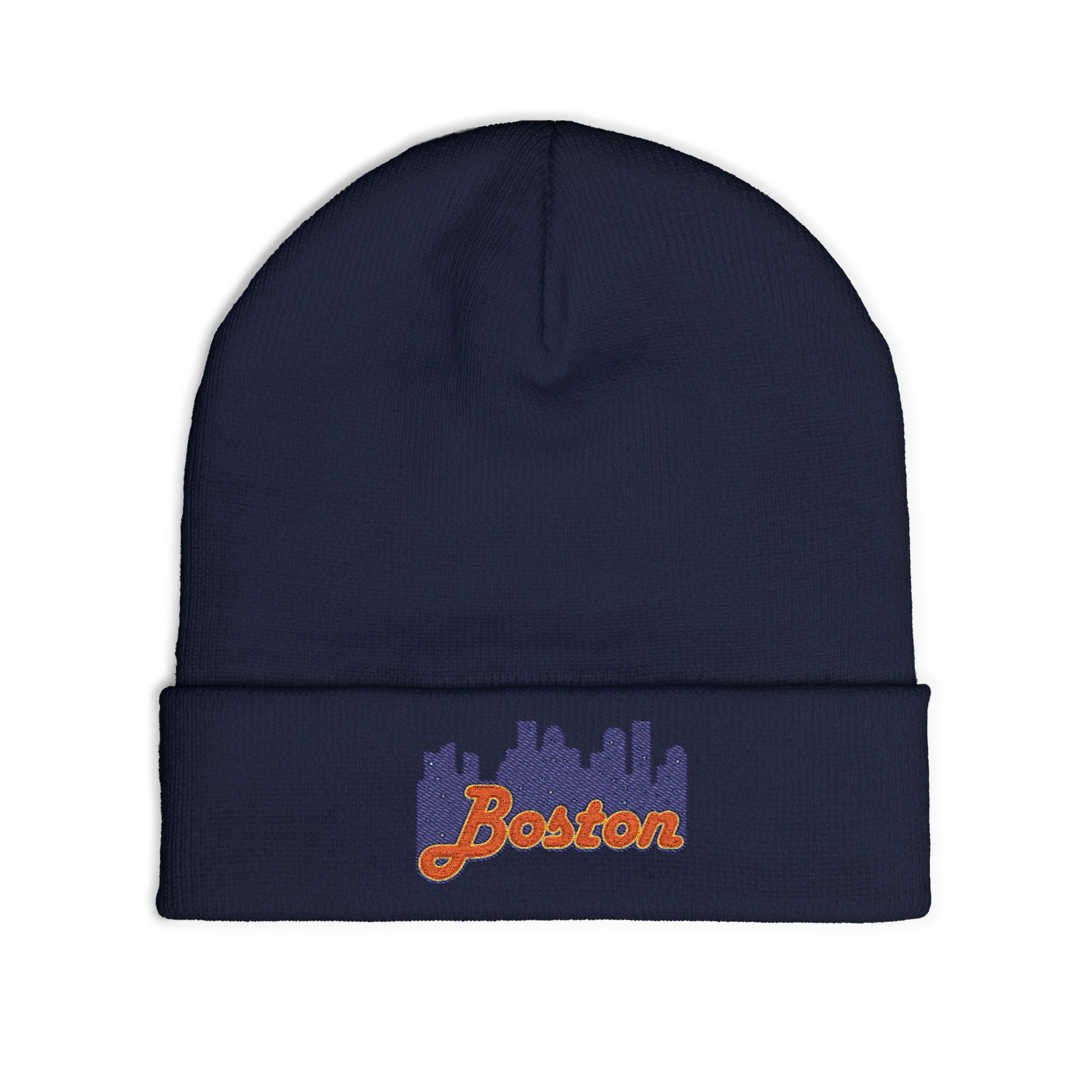 Boston Skyline Embroidered Beanie — Knit Winter Hat