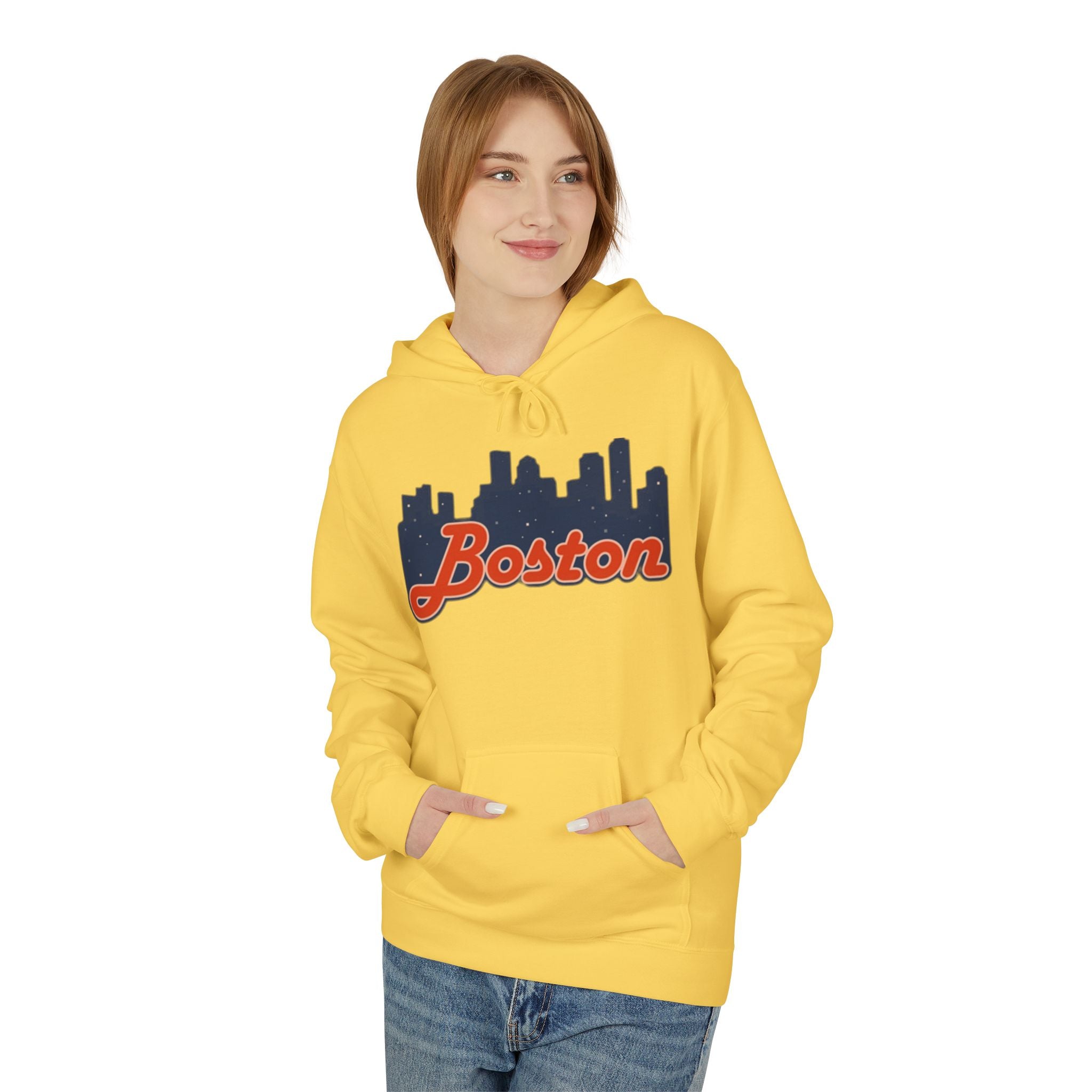 Boston Skyline Hoodie – Retro Script City Sweatshirt