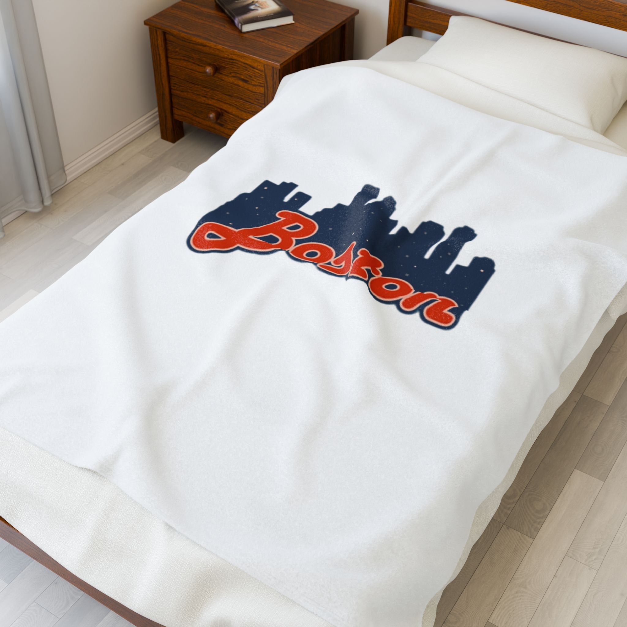 Boston Skyline Velveteen Plush Blanket - Cozy City-Inspired Throw for Home Decoration