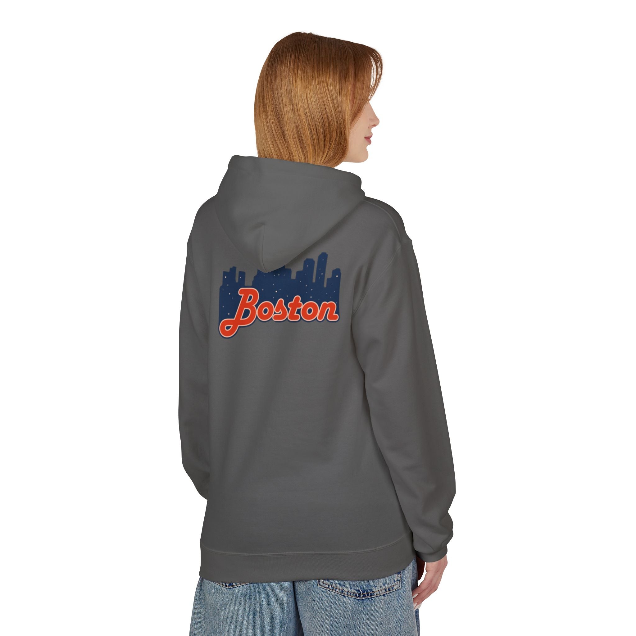 Boston Skyline Hoodie — Retro Script City Skyline Pullover